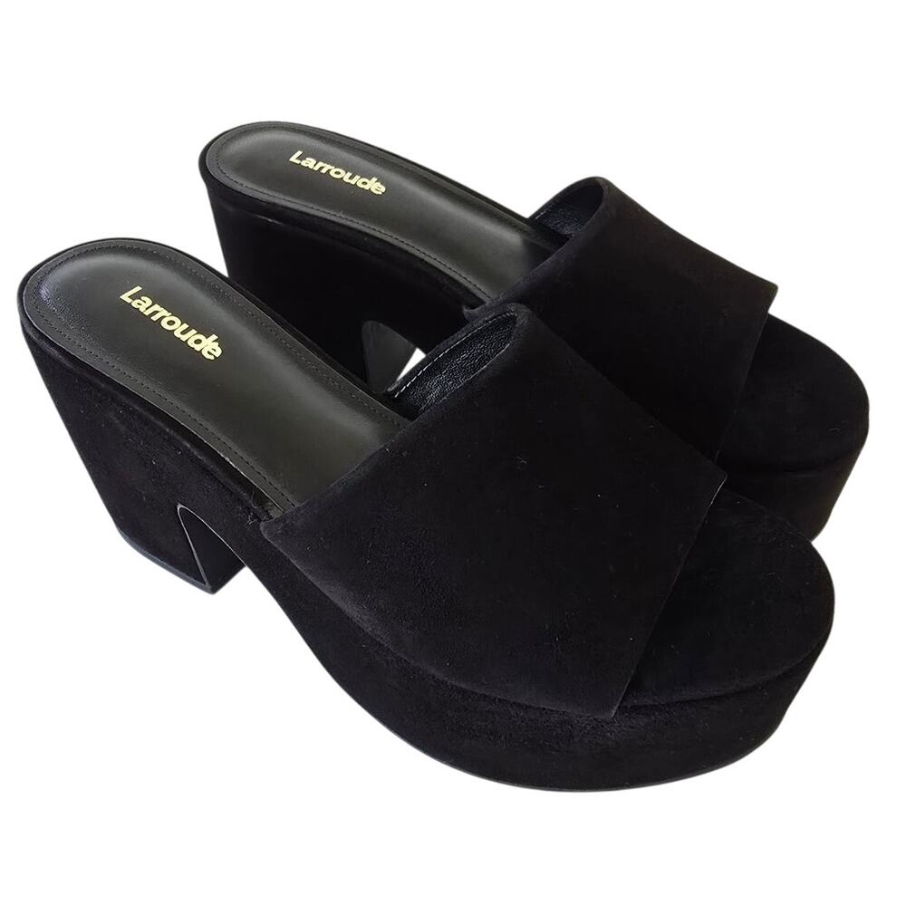 Larroude Elegant Black Slide Sandals